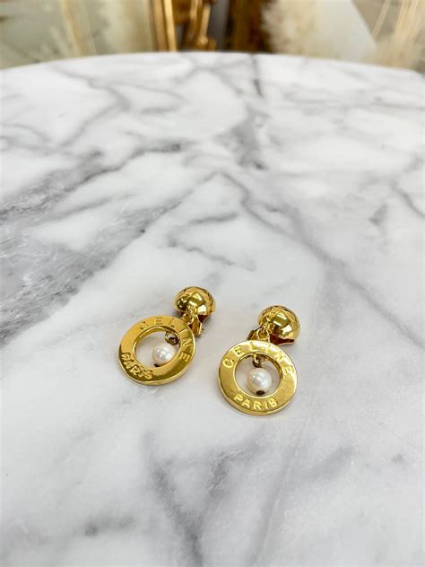 celine logo earrings|Celine stud earrings.